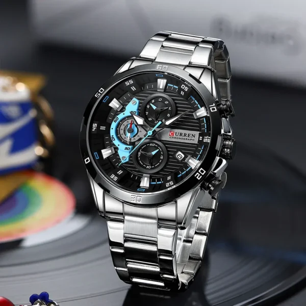 CURREN Stainless Steel Watches for Mens Creative Fashion Luminous Dial with Chronograph Clock Male Casual Wristwatches - Image 2