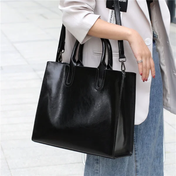 Toptrends Cowhide Genuine Leather Large Tote Bags For Women 2024 Trend Designer A4 Office Shouder Bags Shopper Ladies Handbags - Image 2