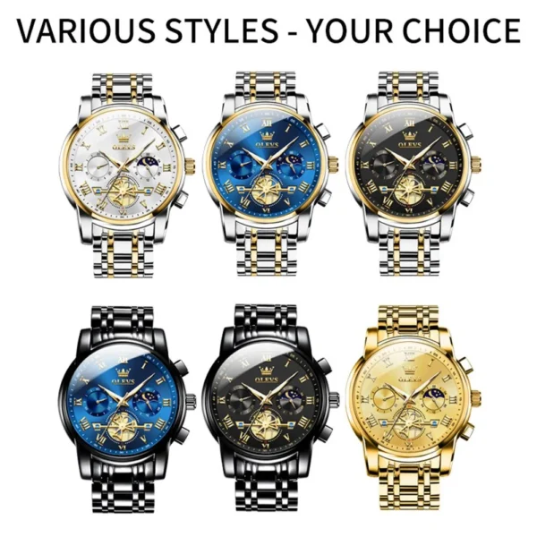 OLEVS Top Brand Mens Watches Classic Roman Scale Dial Luxury Wrist Watch for Man Original Quartz Waterproof Luminous Chronograph - Image 5