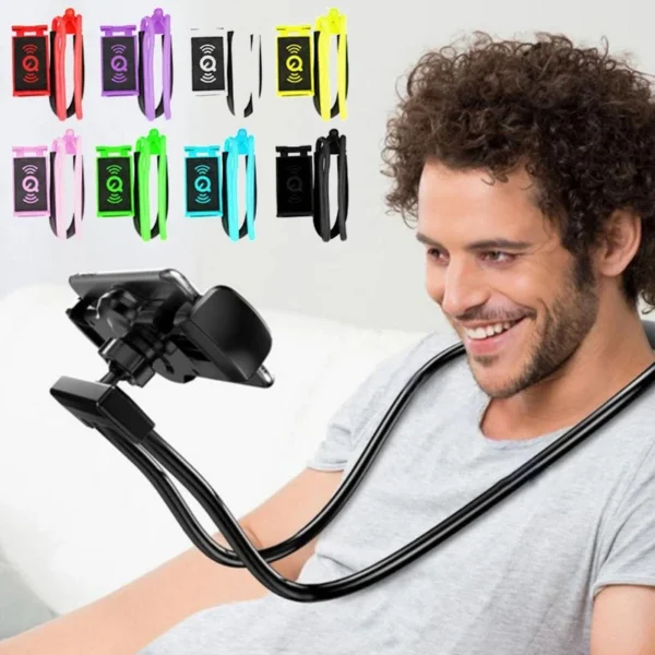 Universal Mobile Phone Holder Extendable Neck Hanging Selfie Stick Rack Adjustable 360 Degrees Free Rotating Mount Holder Stand