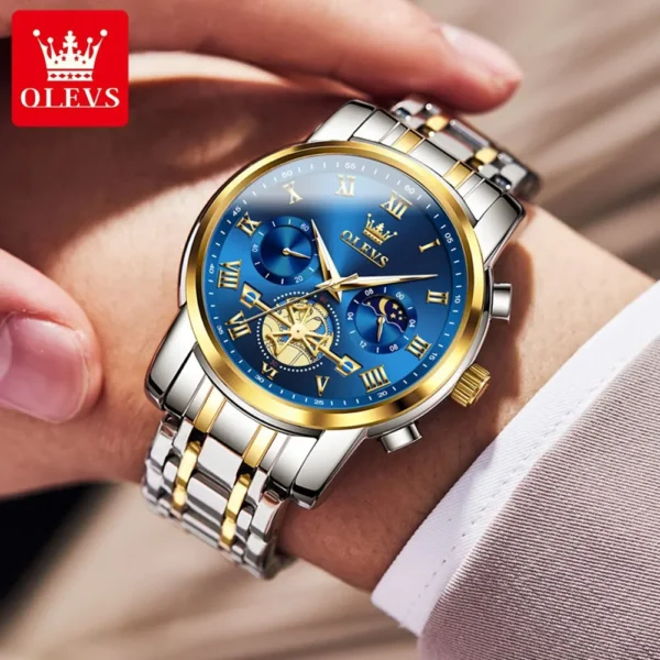 OLEVS Top Brand Mens Watches Classic Roman Scale Dial Luxury Wrist Watch for Man Original Quartz Waterproof Luminous Chronograph - Image 6