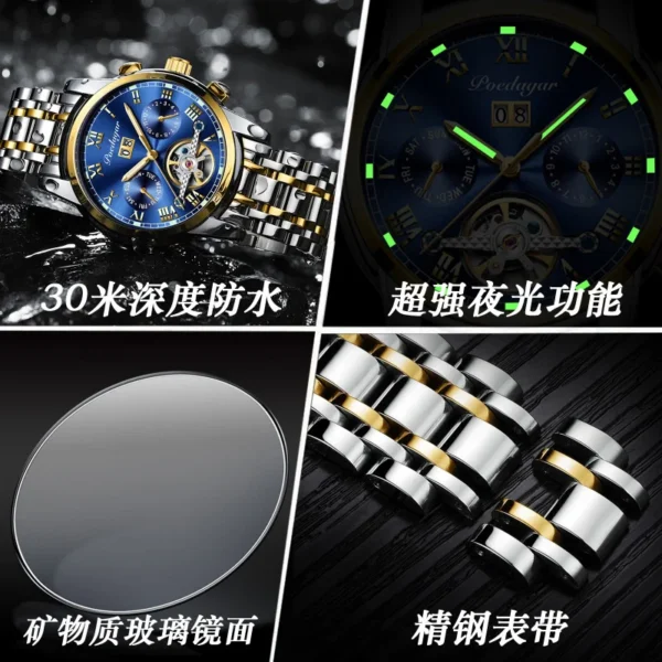 Genuine Goods Men's Mechanical Watch Waterproof Luminous Multifunctional Watch - Image 2