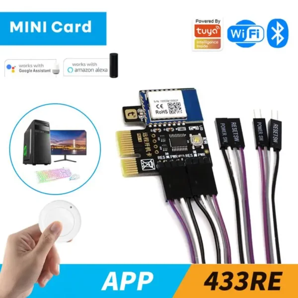 Tuya Wifi Computer Power Reset Switch PCIe Card For PC Smart Life APP 433 RF Remote Control For Alexa Google Home Yandex Alice