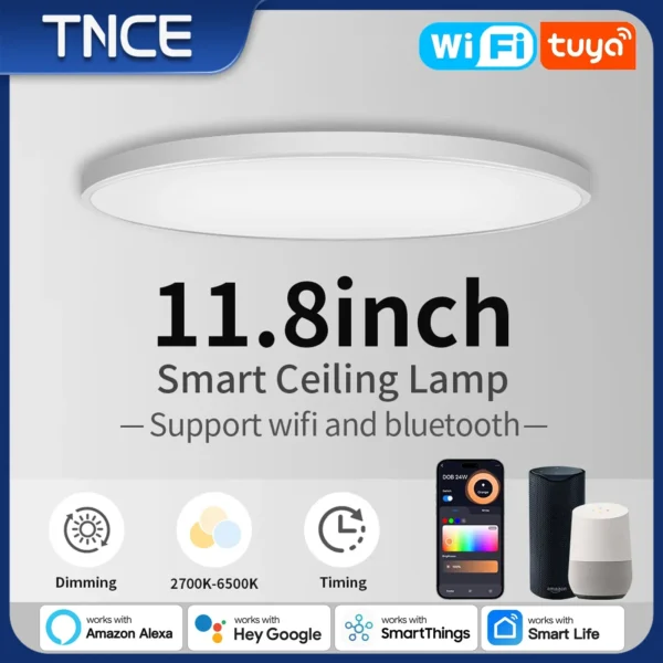 TNCE Tuya 12inch 24w WIFI LED Ceiling Lamp RGB Dimmable Bulb Room Decor Smart Bulb Smart Life APP Control With Alexa Google Home