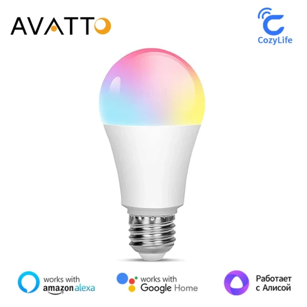 AVATTO 12W WiFi Smart Light Bulb,E27 Wireless LED RGB Lamp RGB Dimmable Timer Function Color Bulb Works With Alexa/Google Home