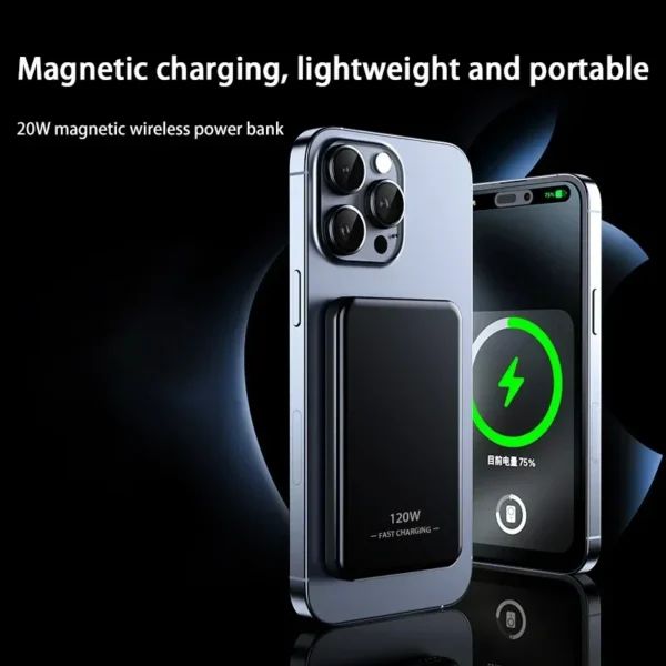 100000mAh Magsafe Charger Power Bank Thin and Light Portable Magnetic Wireless Fast Charging Power Bank Suitable for iPhone - Image 2