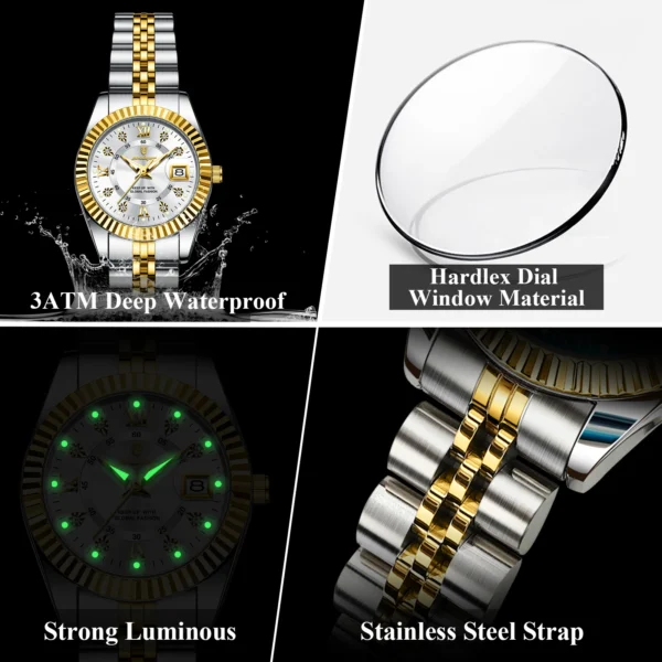 POEDAGAR Luxury Elegant Watch for Women Waterproof Luminous Date Ladies Watch Stainless Steel Quartz Women's Watches Girl Reloj - Image 4