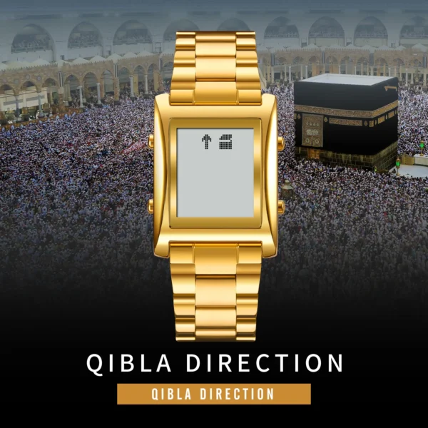 Azan Watch for Muslim Prayer with Qibla Compass Islam Al-Harameen Fajr Time Clock Include Hijri Calendar - Image 3