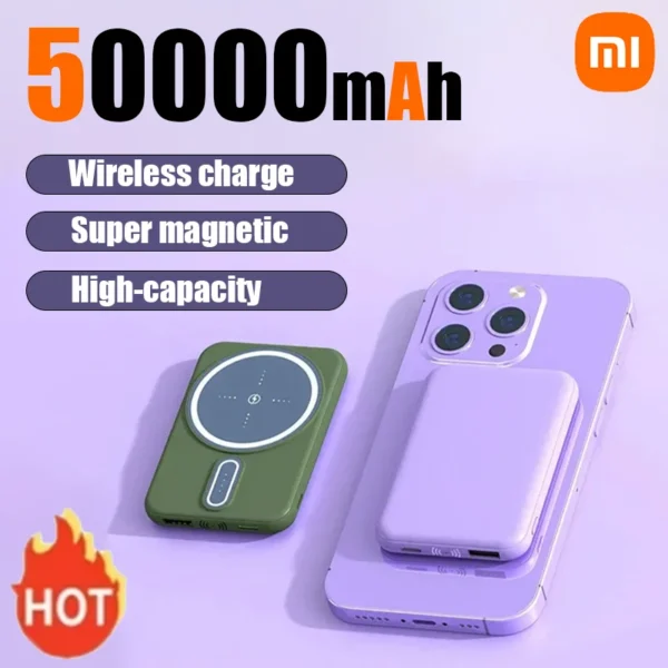 Xiaomi 50000mAh Wireless Power Bank Ultra-Thin Magnetic Portable Charger 22.5W PD Fast Charging Compatible with iPhone Samsung