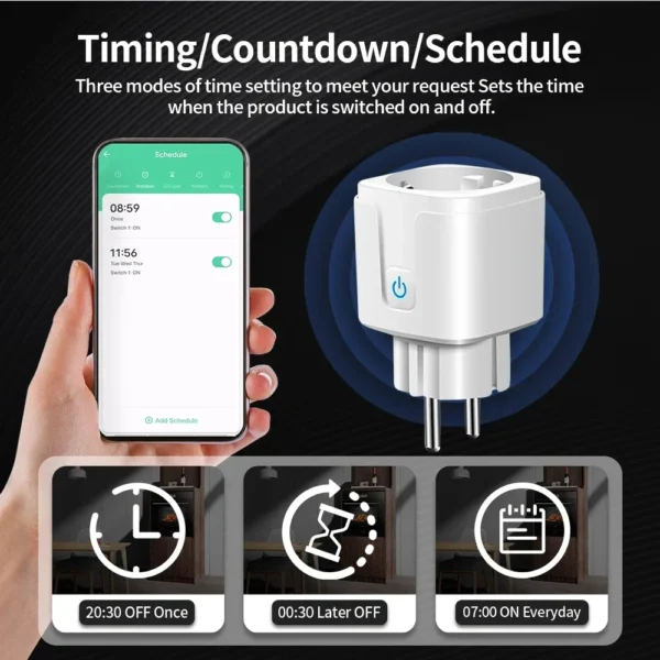 TNCE Tuya Smart Home Socket WiFi/Zigbee 16/20A EU Plug Outlet Remote Control Timer Power Monitor Support Voice Google Home Alexa - Image 3