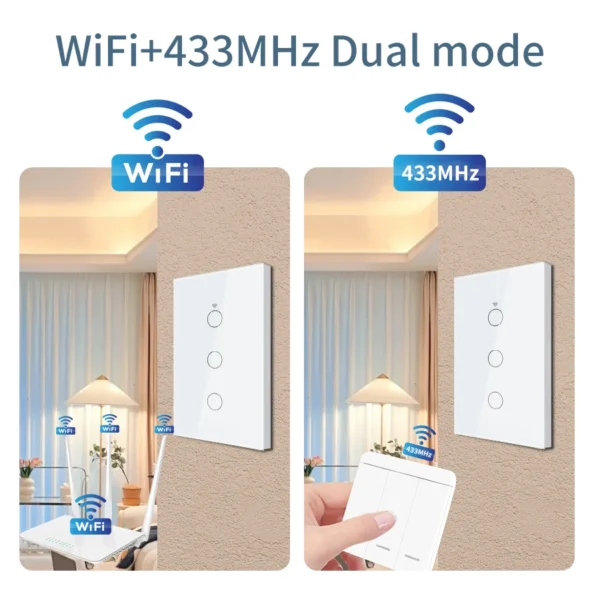 Tuya WiFi Smart Switch 1/2/3/4 Gang RF 433MHz Touch Sensor Interruptor No Neutral Wire Voice Control Alexa Google Home 110V 220V - Image 2