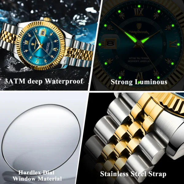 POEDAGAR Luxury Sport Wrist Watch For Man Waterproof Luminous Date Men Watch Quartz Stainless Steel Men's Watches Male Reloj+box - Image 4