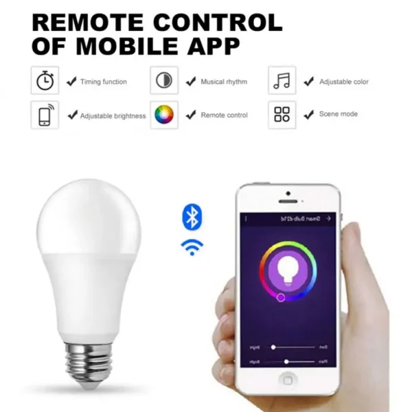 Tuya Matter A19 Smart Light Bulb WiFI RGB CW 9W Led Lamp Smart Home Remote Control Support Homekit Siri Alexa Google Home - Image 2